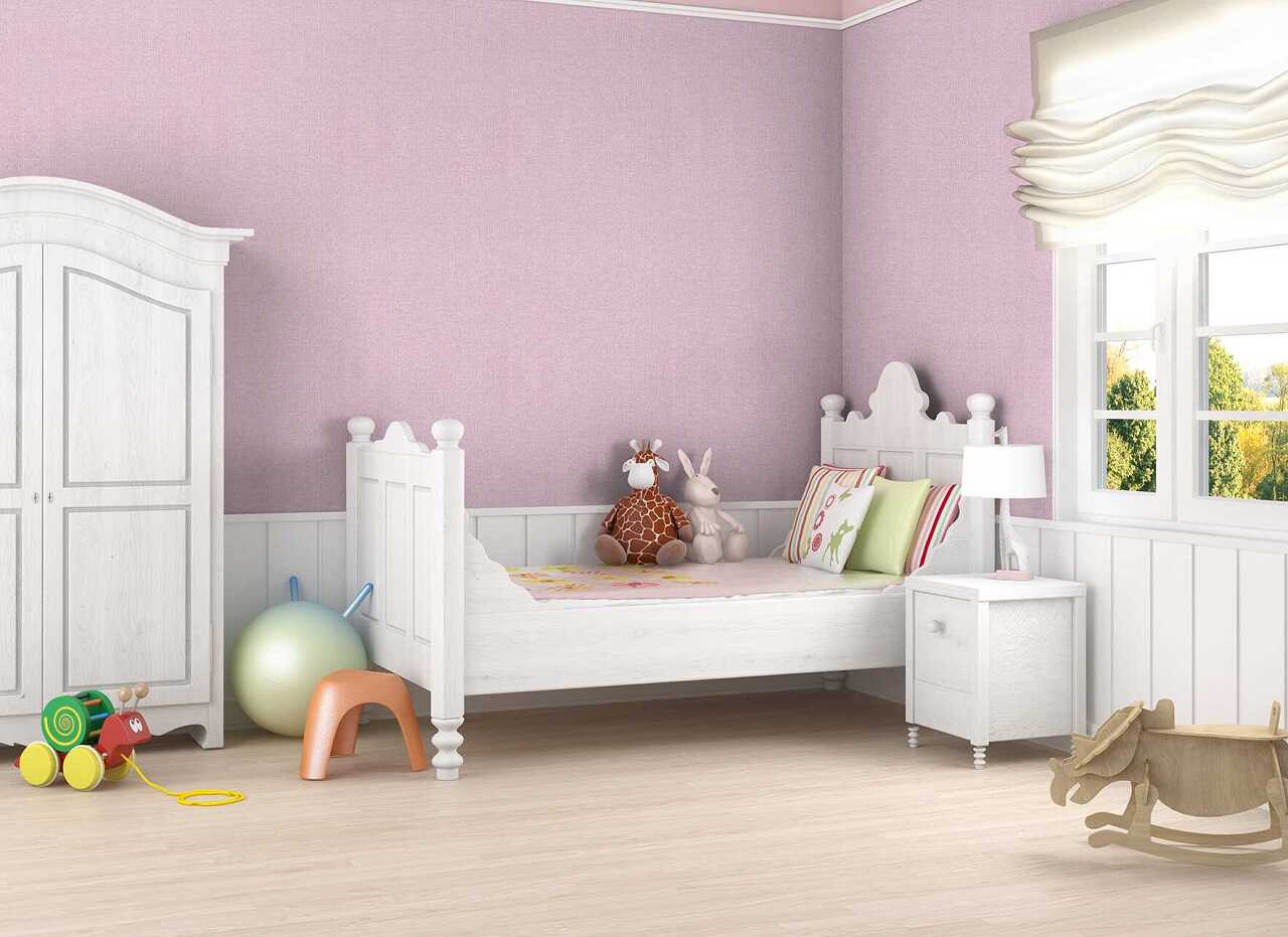 Giấy dán tường gdt08 họa tiết trơn, tông màu hồng đơn giản đầy đáng yêu phù hợp cho phòng ngủ